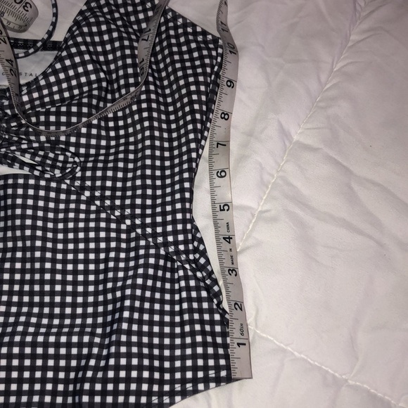 Aeropostal Black and White Checked One Piece Peek-a-boo Swimsuit - Picture 7 of 8